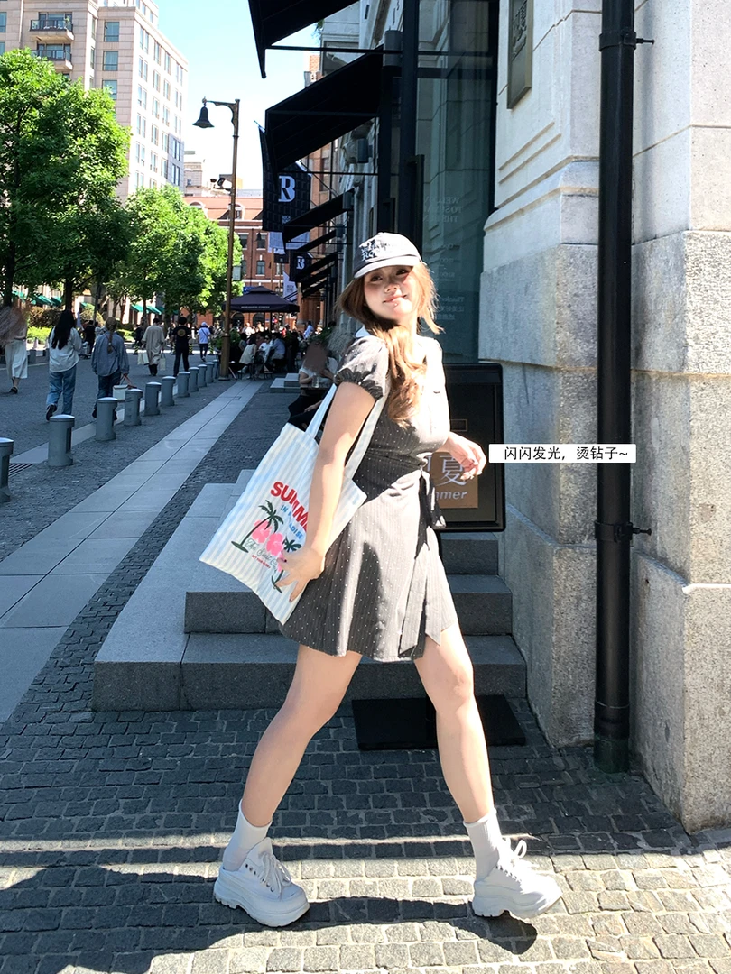 安妮不火【美高优等生】娃娃夏季领烫钻条纹安妮不火日常A242Q0218