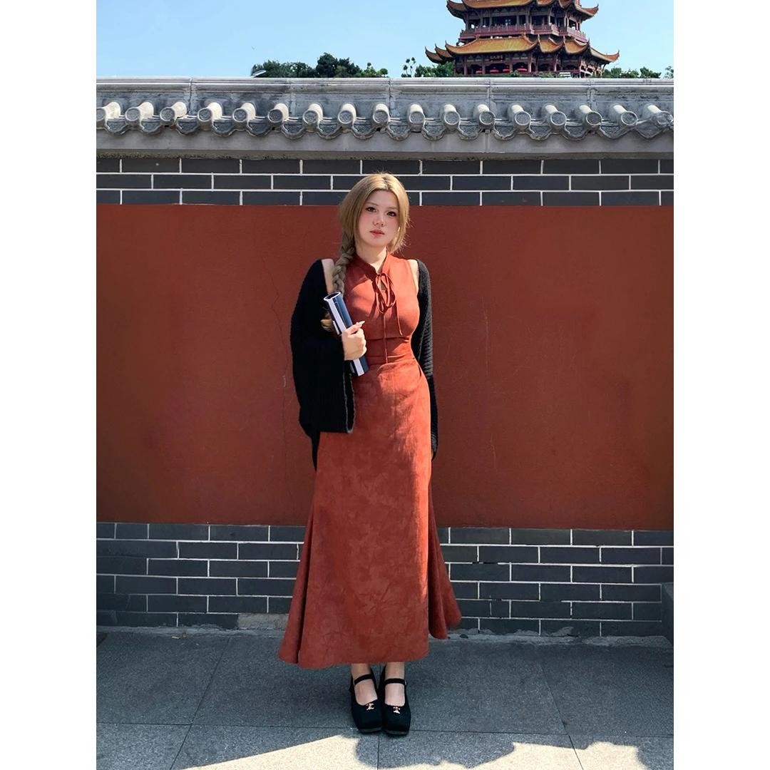 安妮不火【三味书屋】新中式国风气质复古提花修身旗袍裙A243Q0390