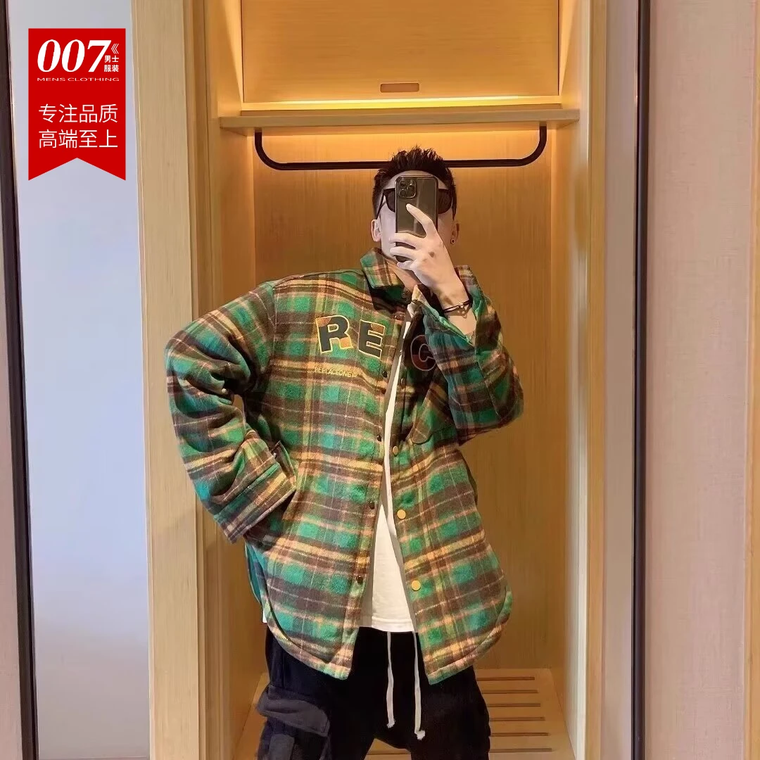 爆款  春秋季保暖潮流美式菱形花型拉链夹克外套时尚休闲上衣