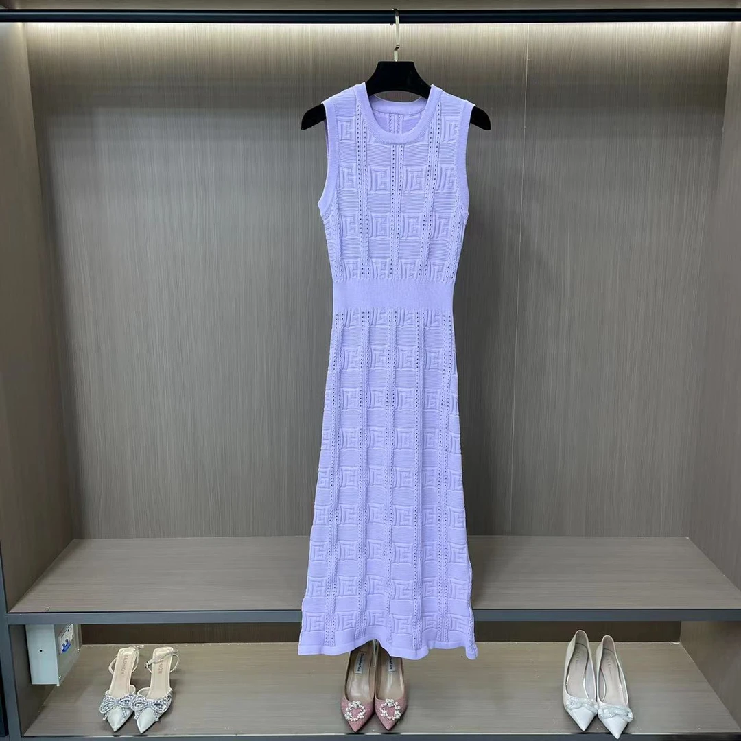 5719/5720新中式轻奢时尚女士气质休闲百搭优雅针织女装连衣裙