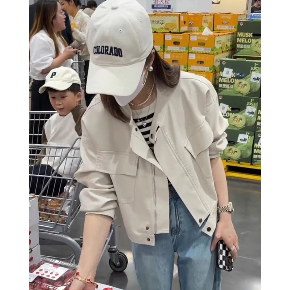 2025春秋季新款休闲小皮衣外套女宽松显瘦pu皮机车服时尚短款夹克