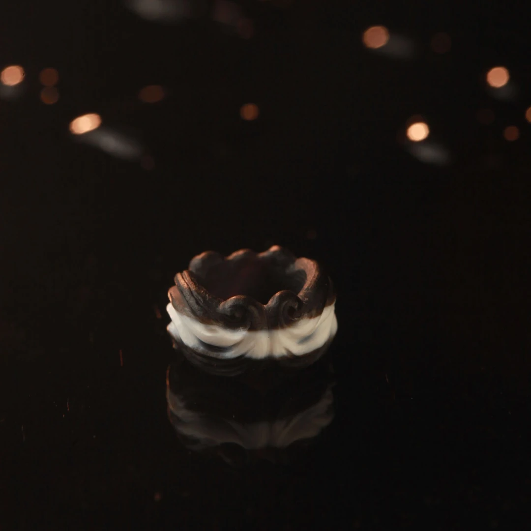 珠改手工雕刻黑白海浪纹金箍玛瑙卡环天命悟空跑环内径7.5-8.5mm