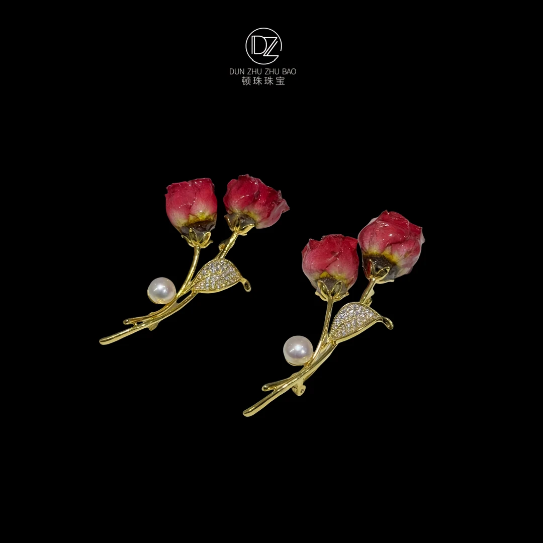 【永不凋谢的玫瑰】天然淡水珍珠胸针女百搭胸花10mm【多样性发其一】