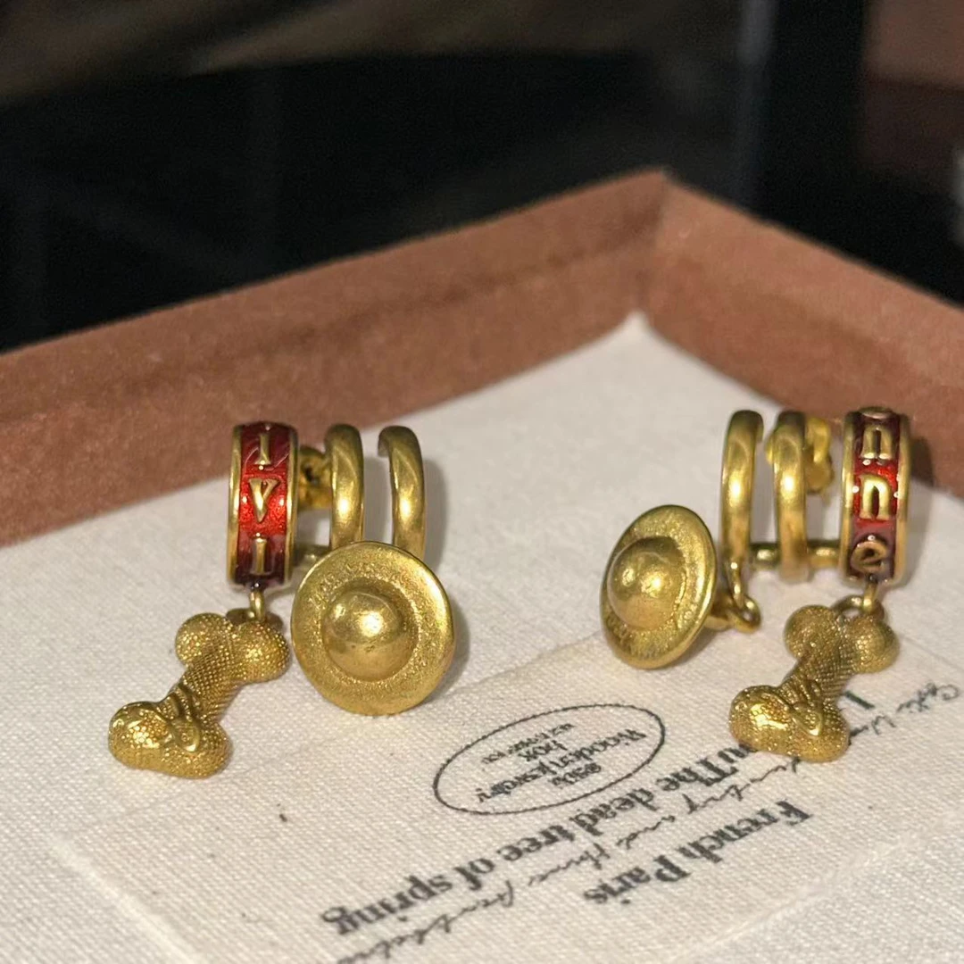 铜合金耳饰 骨头土星复古耳饰-66832