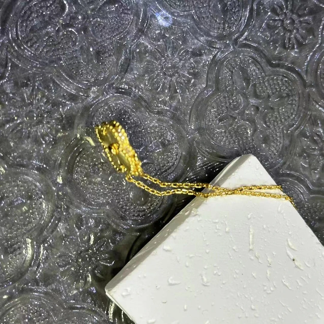 钛钢项链 金色镭射花花项链-66469