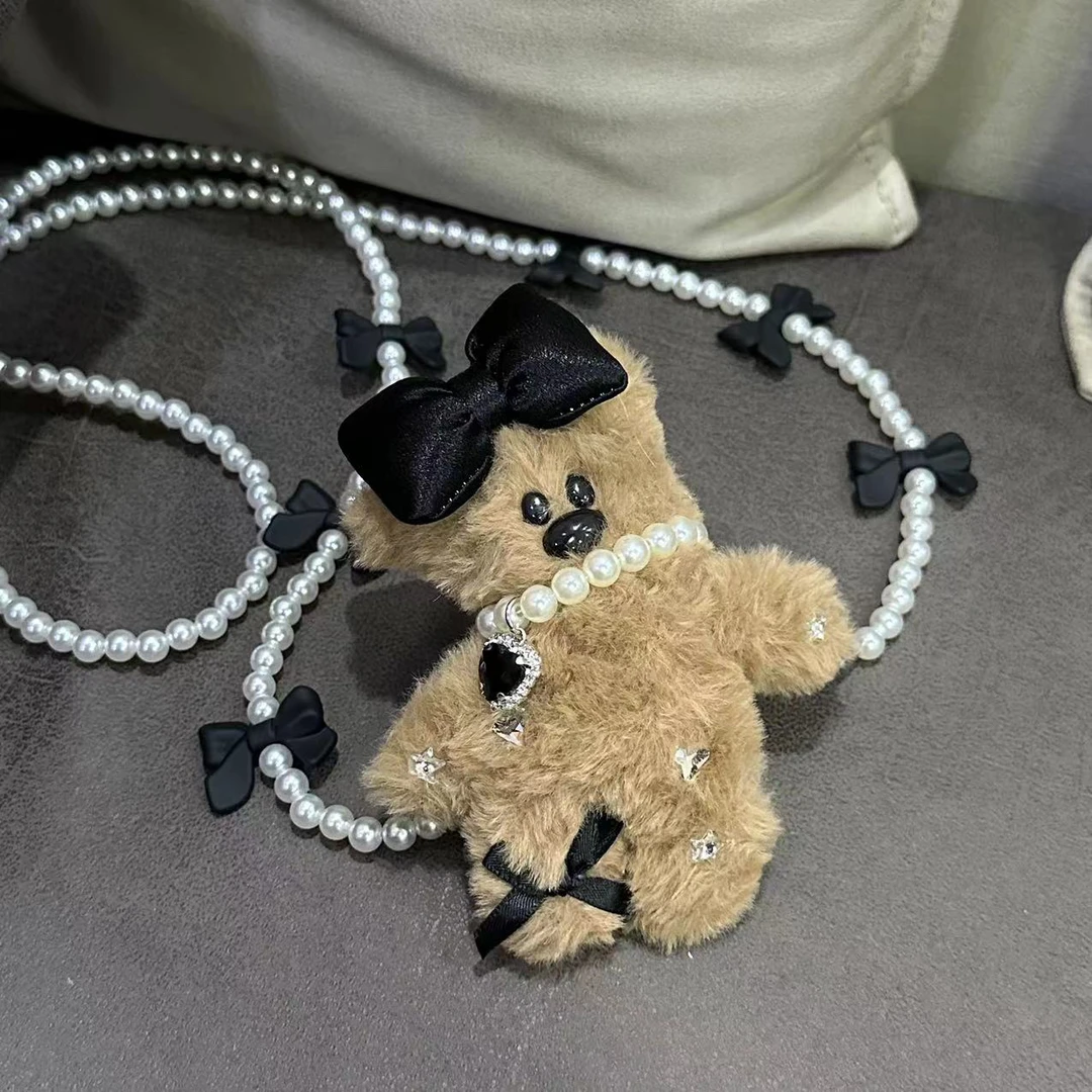 钛钢项链 小众设计小熊蝴蝶结斜挎项链-38079