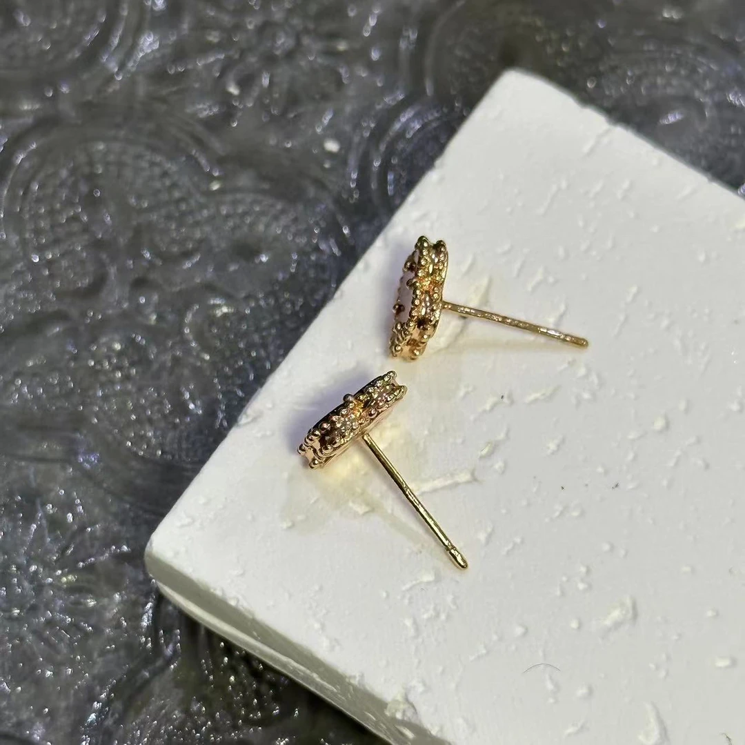 铜合金耳饰 迷你红色花花耳饰-66488