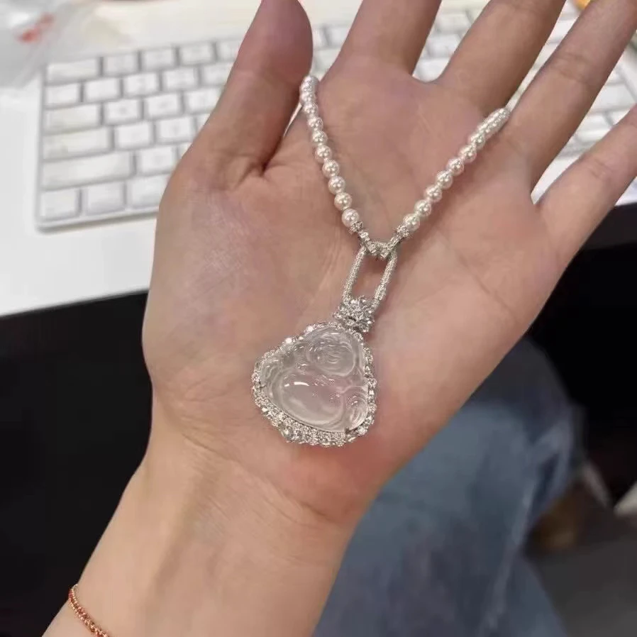 铜合金项链 新中式冰透佛公项链-3915