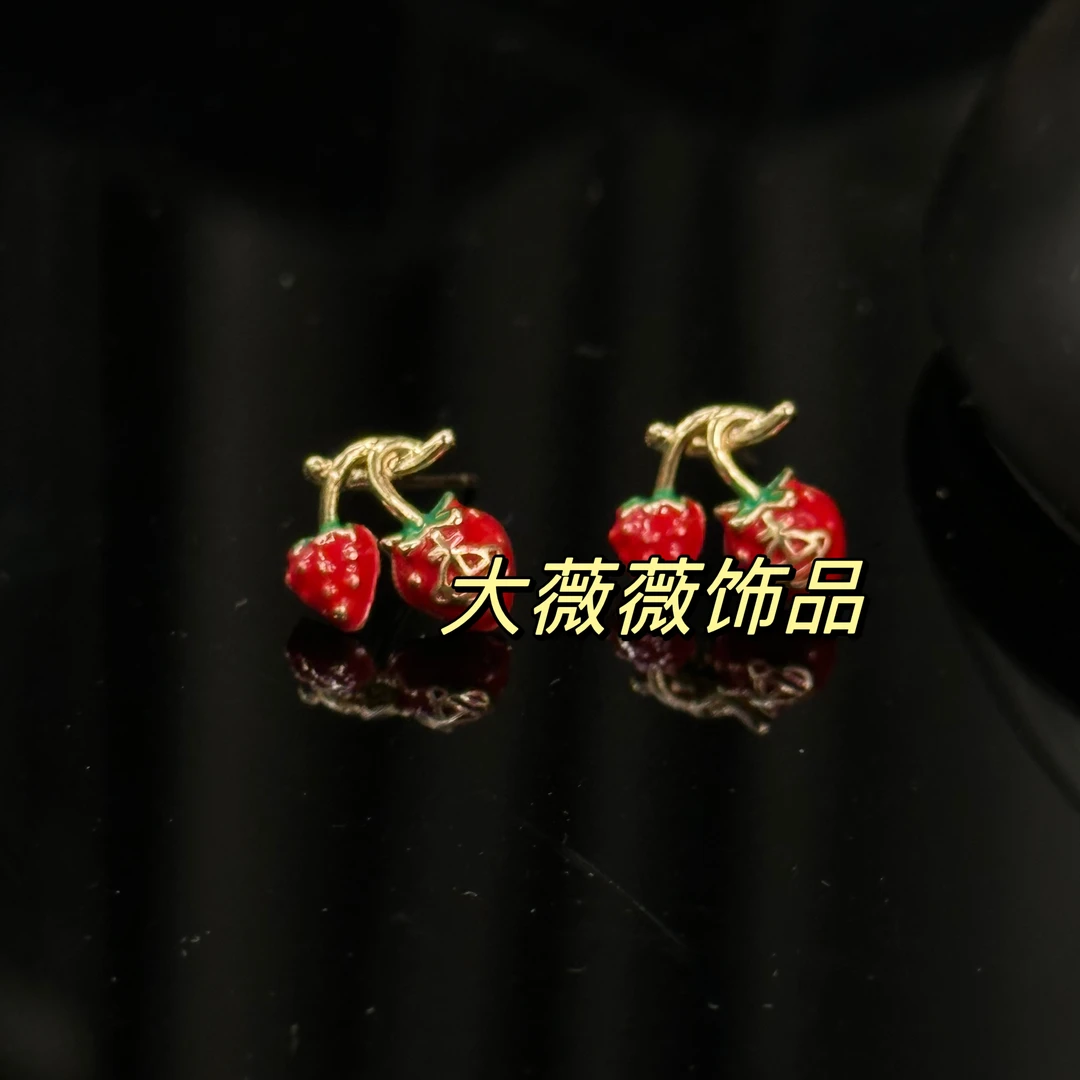 铜合金耳饰 草莓土星简约耳饰-3786