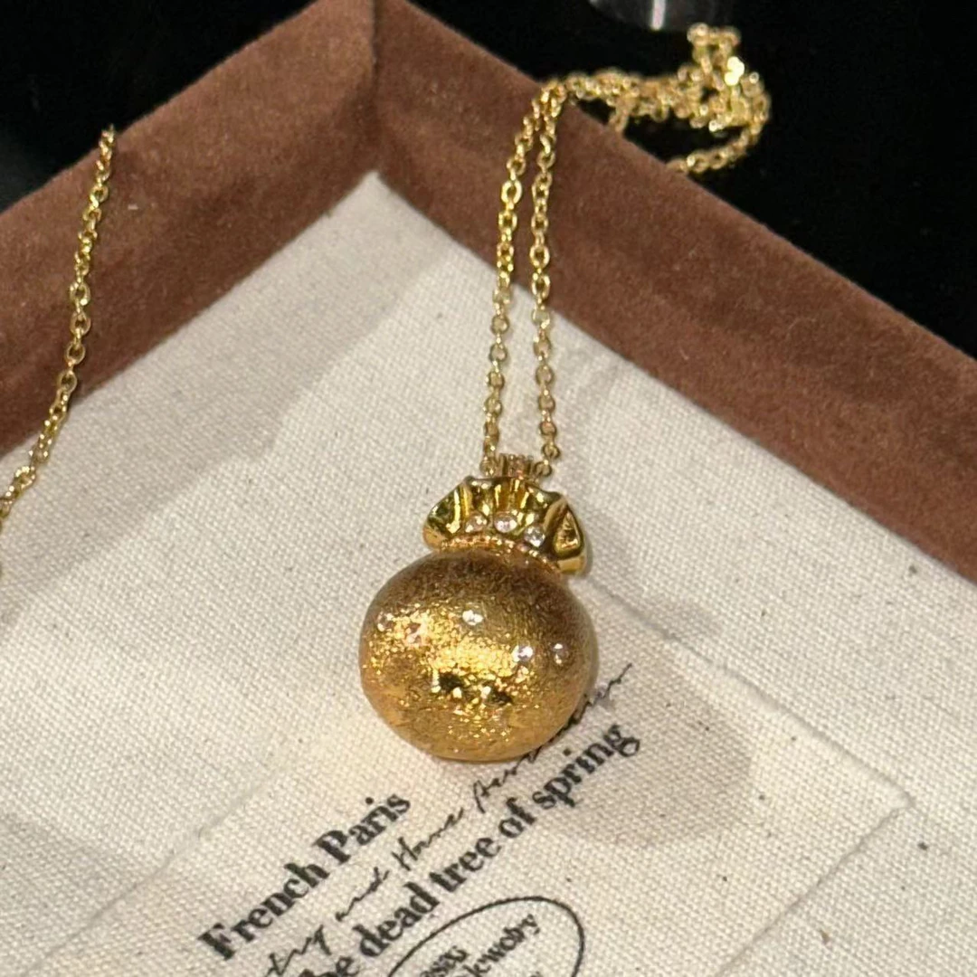 铜合金项链 富贵花丝福袋吊坠-3521