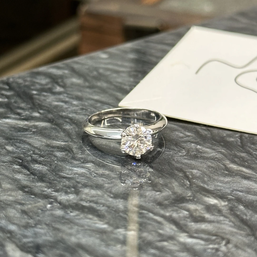 925银戒指 简约六抓1卡戒指-3639