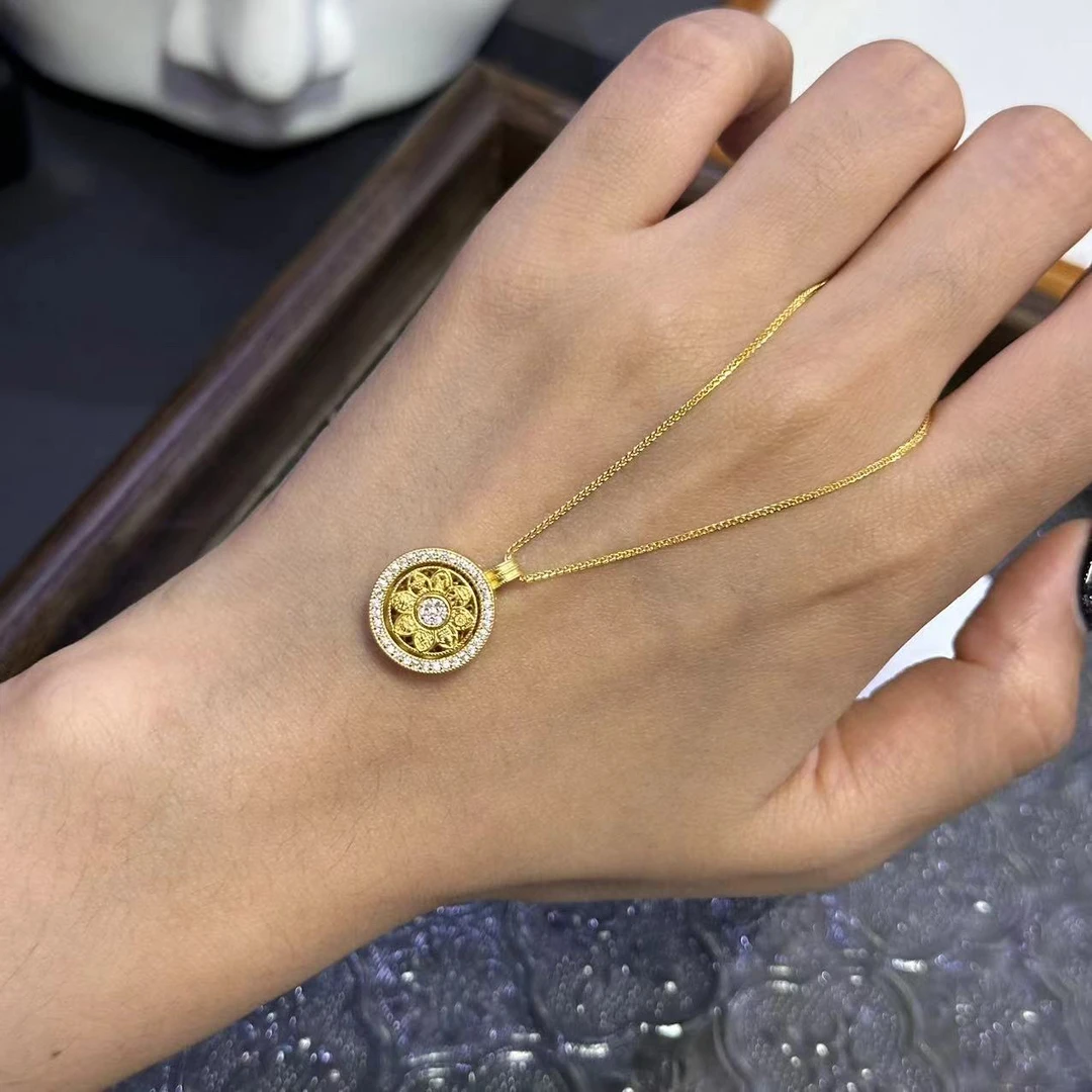 坠链均925银 罗盘可旋转项链-3603