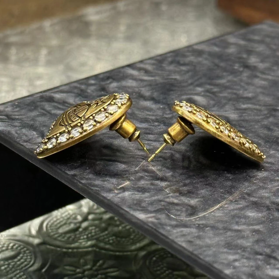 铜合金耳饰 复古土星爱心耳饰-66772