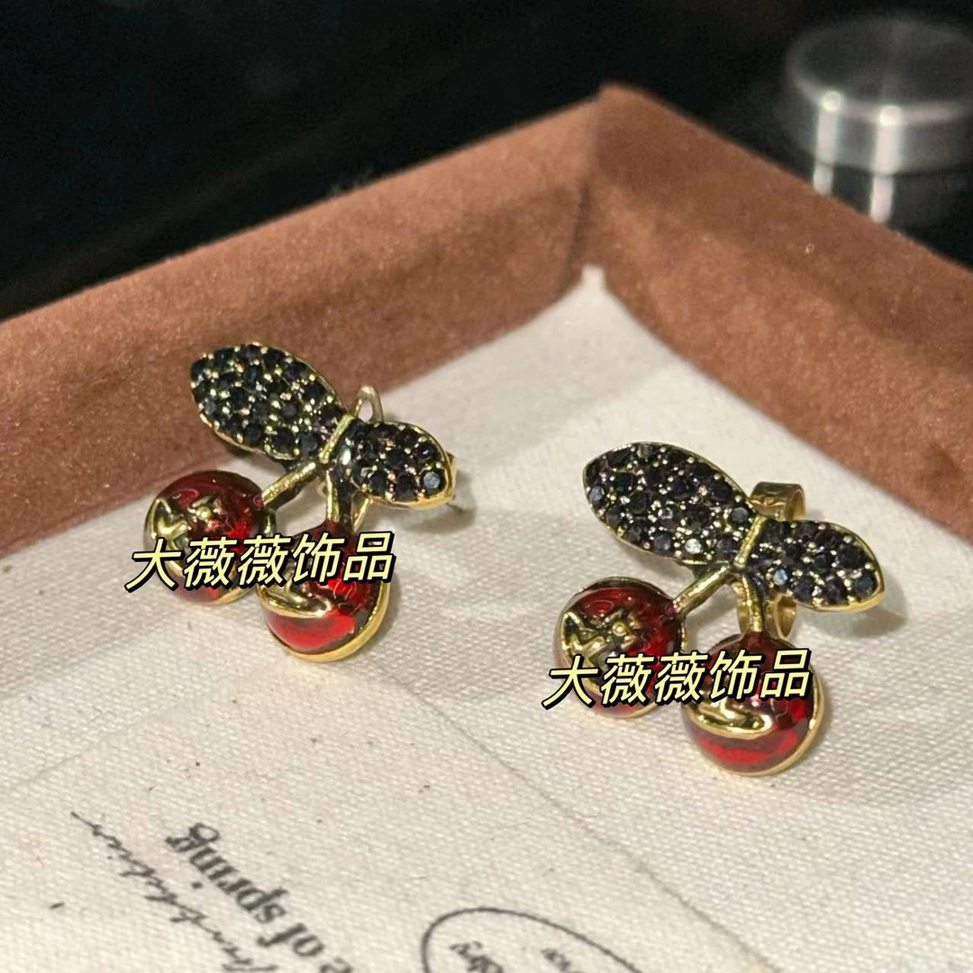 铜合金耳饰 樱桃土星气质耳饰-3917