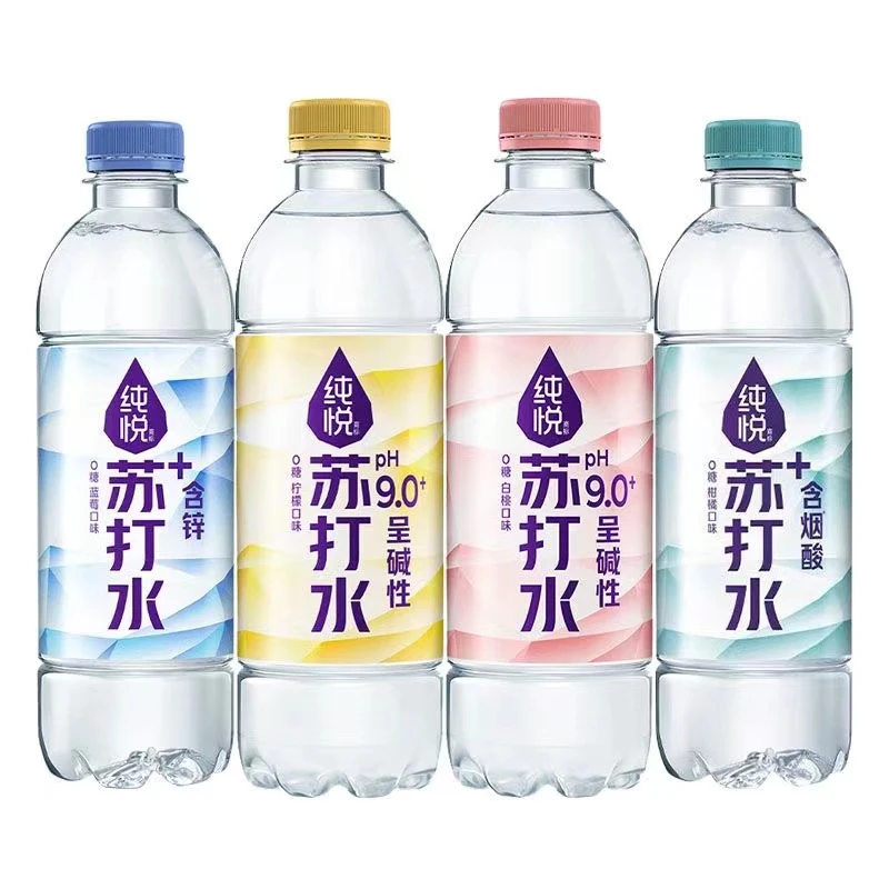 纯悦苏打水加锌烟酸PH9.0苏打风味无糖饮品0汽0卡0脂肪450ml*15瓶