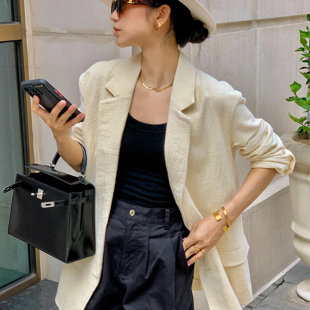 通勤极简大女主气质透气西装套装百搭出街极简女装韩版小西装套装