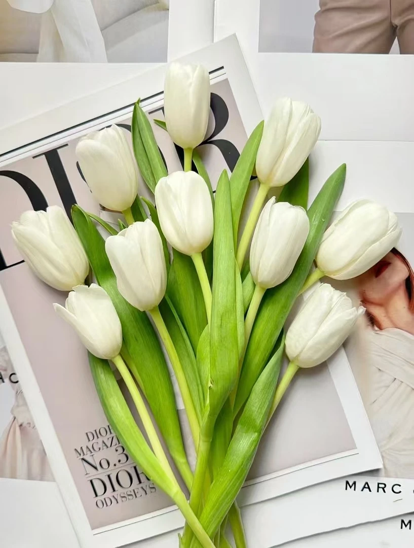 【源头一手价】方德维珍白色郁金香一把（10支）云南基地鲜花