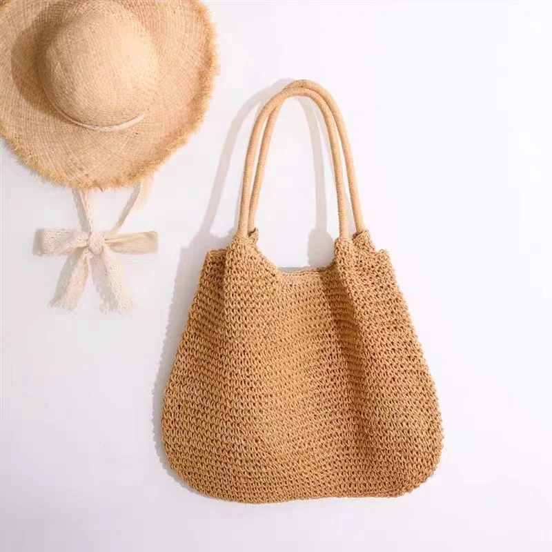 大容量编织包包女2024新款网红单肩草编包法式复古海边手提沙滩包