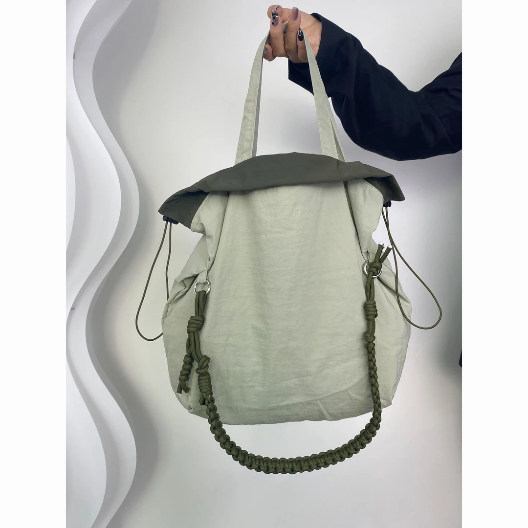 夏季新款大容量尼龙帆布袋编绳式托特通勤百搭单肩腋下轻便斜挎包