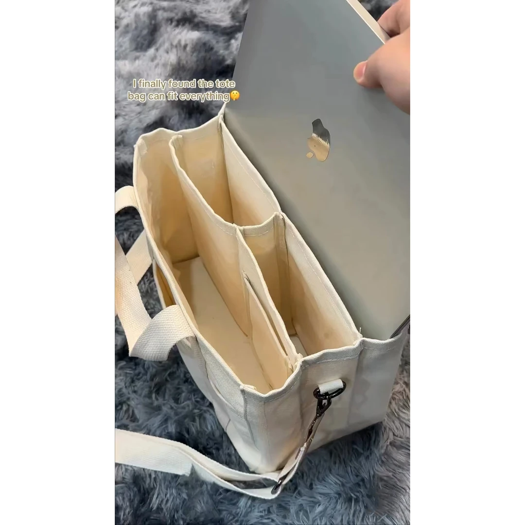 韩国ins多口袋母婴妈咪包外出轻便多隔层斜挎包女2024帆布托特包