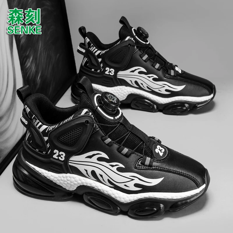 森刻潮鞋百搭青少年个性拼色时尚男士休闲鞋塔扣篮球鞋青少年男鞋