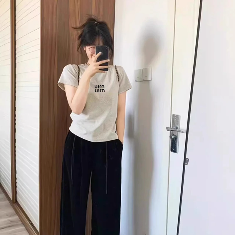 正肩显瘦t恤女内搭新款夏季气质短款百搭圆领小个子减龄短袖上衣