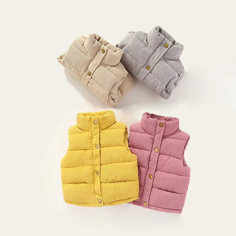 儿童灯芯绒棉马甲秋冬季加厚保暖马夹婴幼儿宝宝外穿休闲立领坎肩
