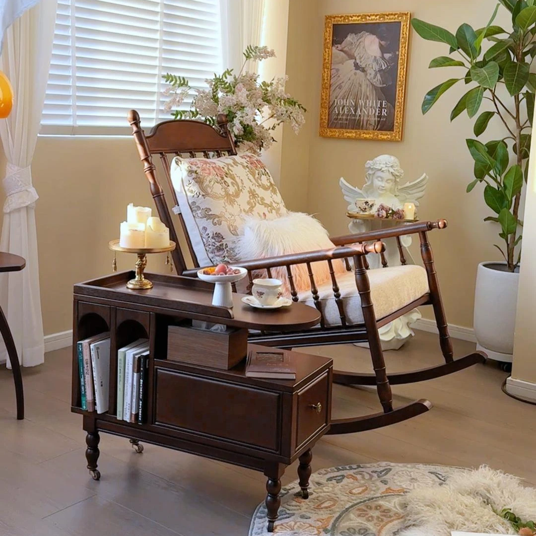 一具一家老巴黎摇椅复古懒人躺椅纯实木家具摇摇椅懒人沙发休闲椅