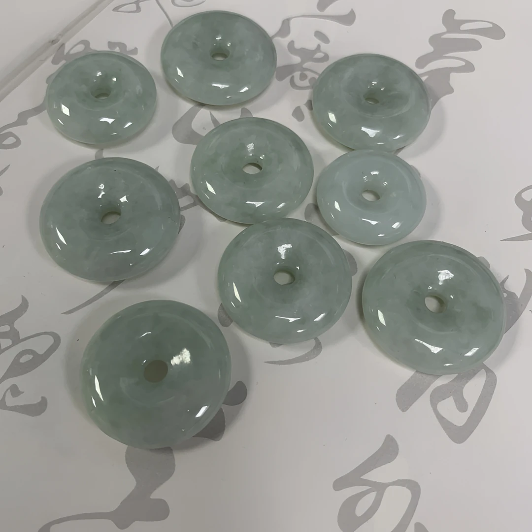 缅甸天然A货翡翠淡果色时尚精致翡翠平安扣素款吊坠-多样性发其一