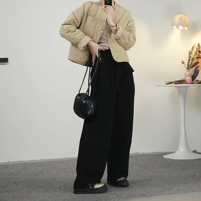 ZhaoSanJin2023年冬季新款全棉系带宽松设计感休闲直筒裤 FPK320