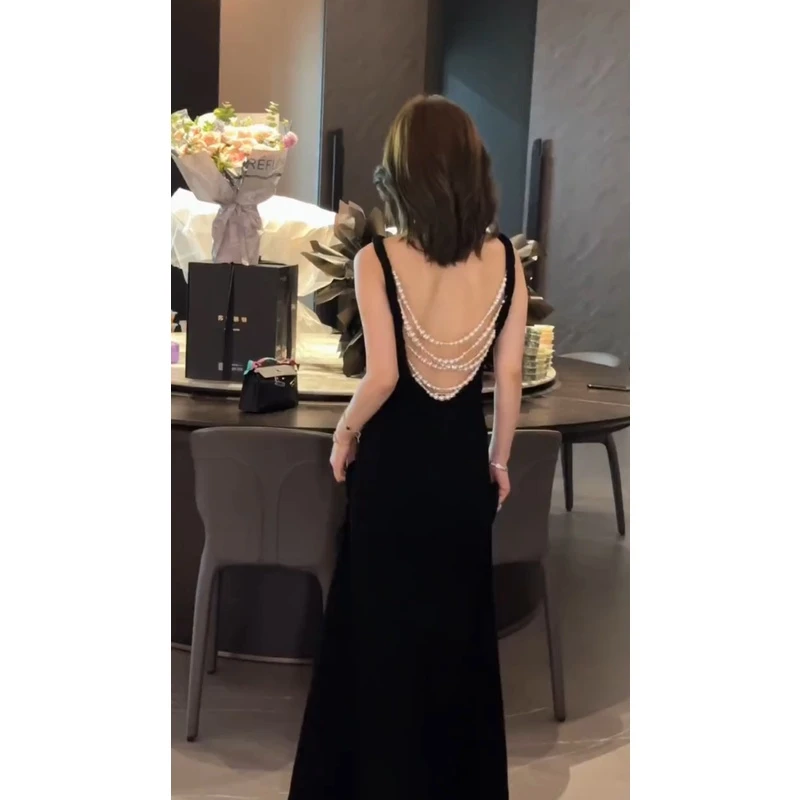 LUXURYMEMO【生日裙】重工气质V领晚礼服连衣裙