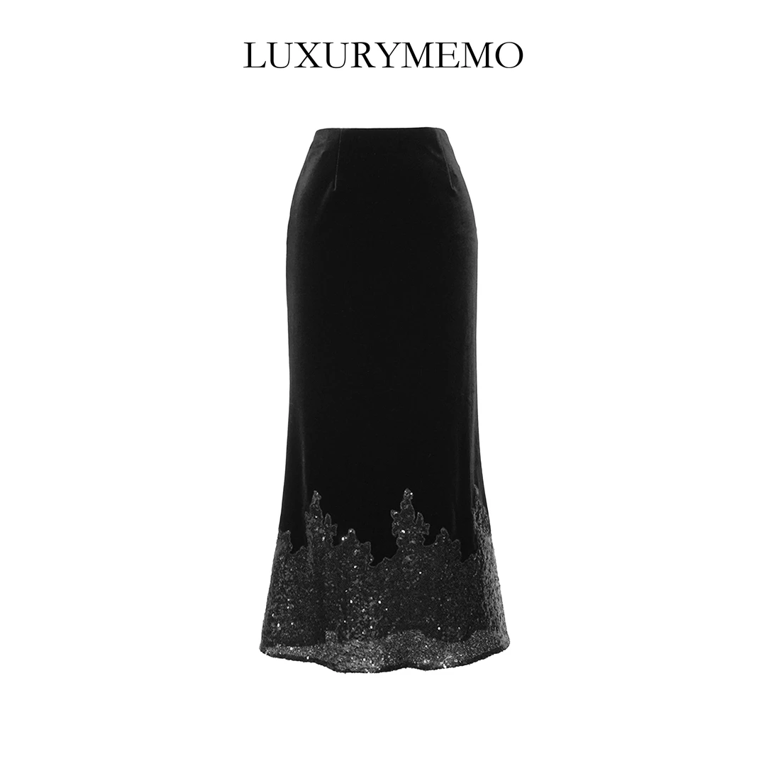 LUXURYMEMO【星河】时尚气质新款女士下摆网纱半身裙