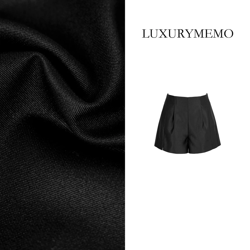 LUXURYMEMO【刘熊熊】通勤压褶显瘦百搭A字花苞裤短裤