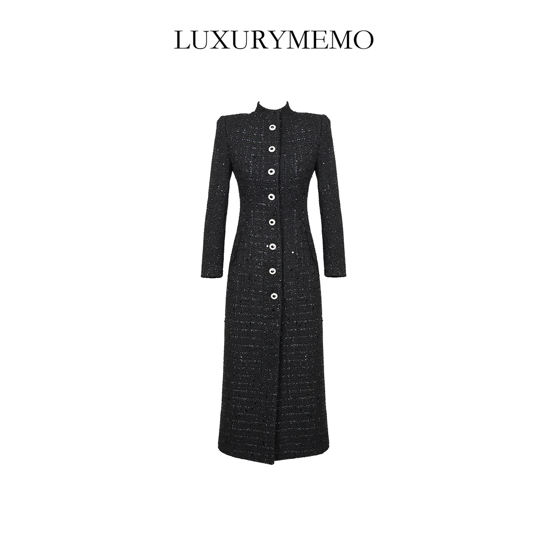 【臭奶奶】秋季新款气质时尚百搭设计感单排扣气质圆领格纹大衣风衣