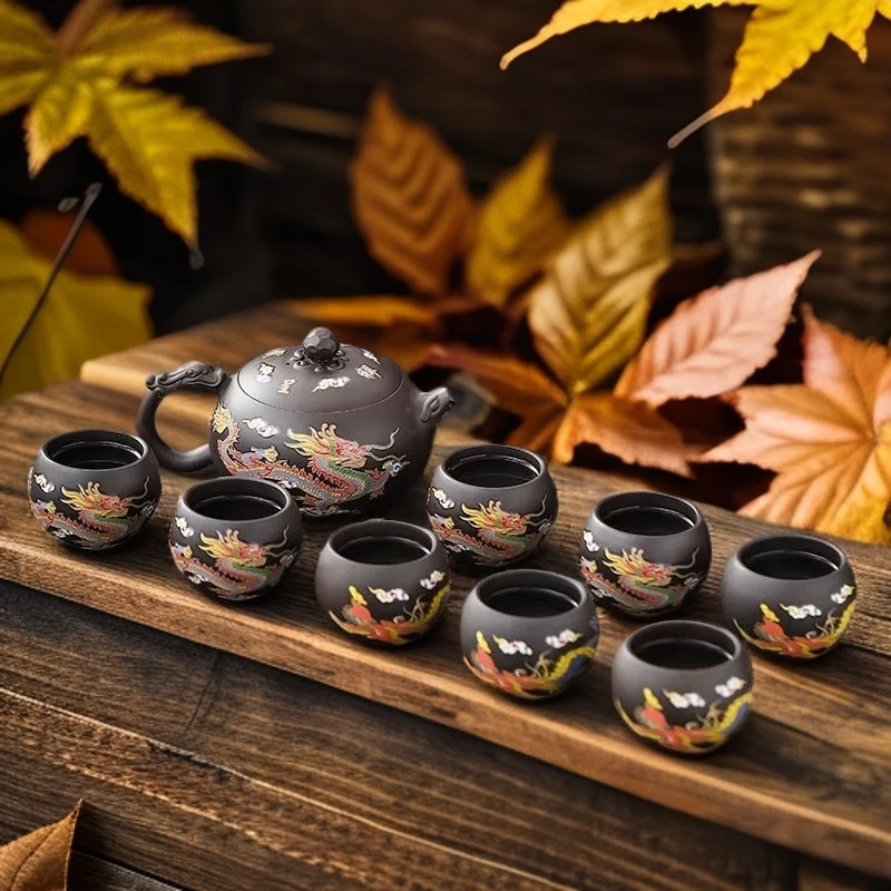 龙行天下变色功夫茶具套装大容量茶壶泡茶壶专用紫砂壶西施凤鸣壶