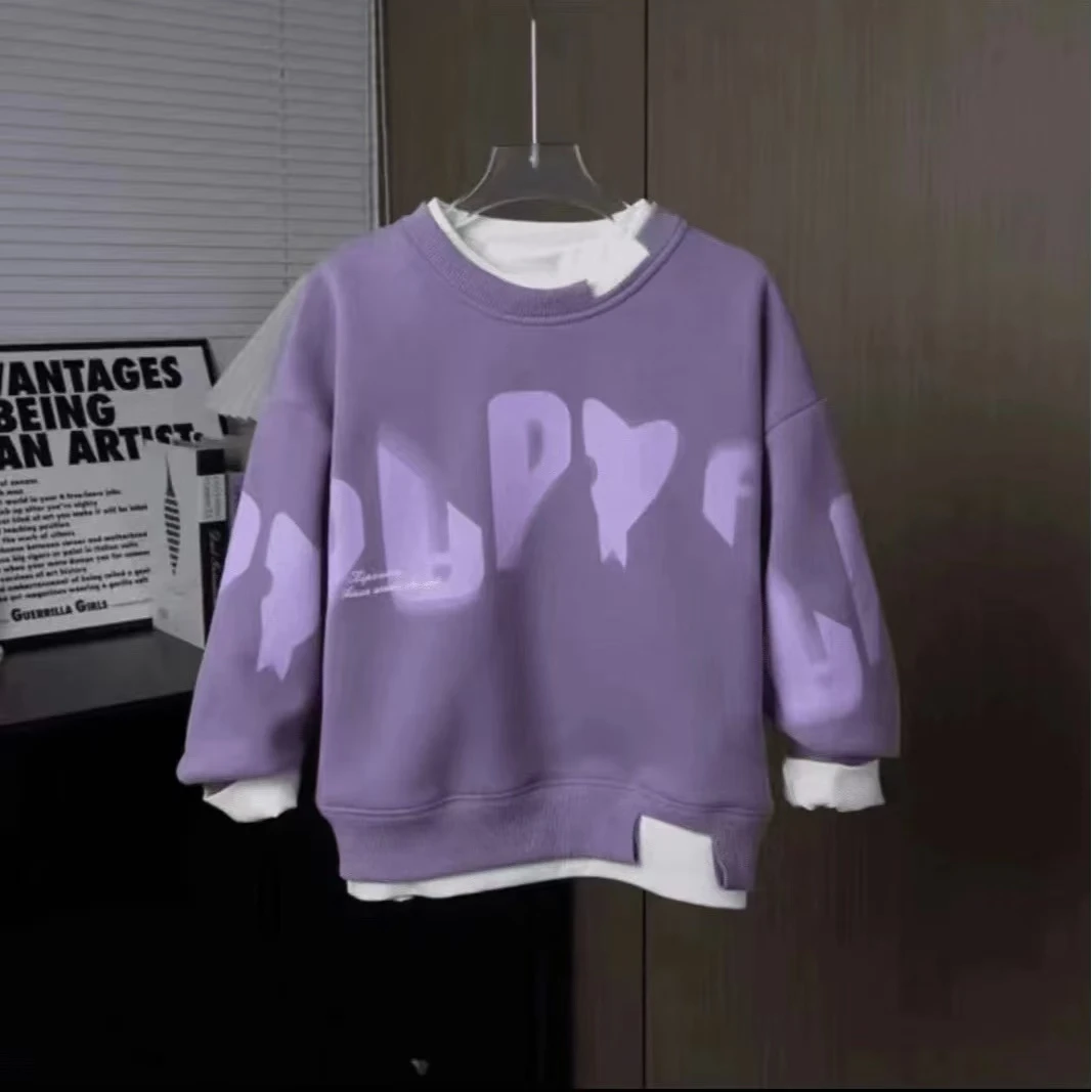 10痞帅男童炸街卫衣2024新款酷帅儿童假两件男ZS456