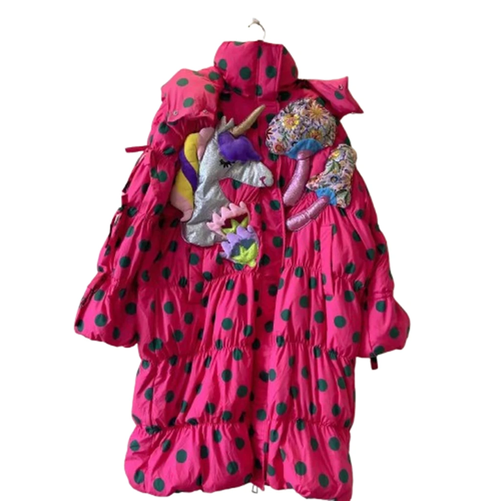 ATT潮牌女装2024冬欧洲站度假风拼接甜美花卉重工时尚外套