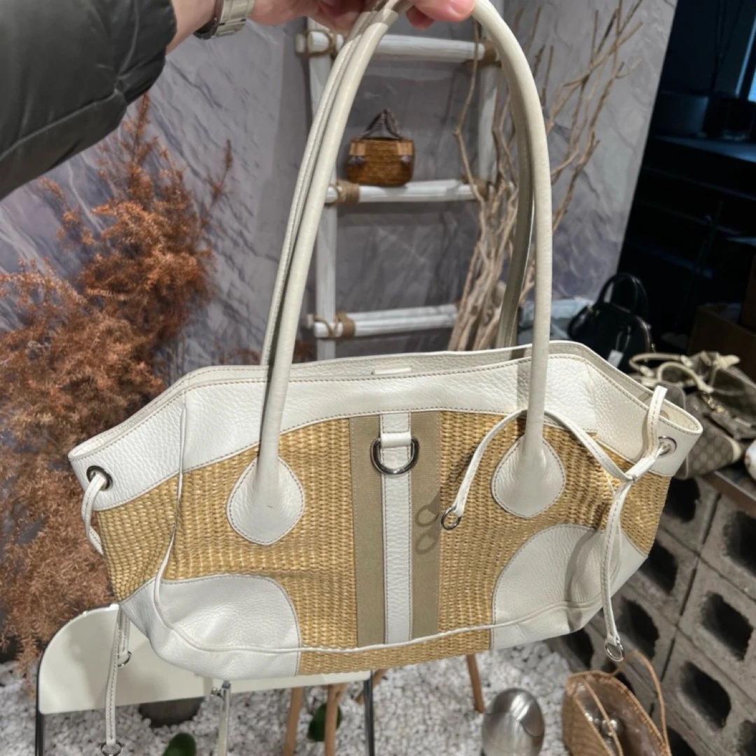 95新 Prada/普拉达 中古稀有款 编制拼皮腋下包 托特包