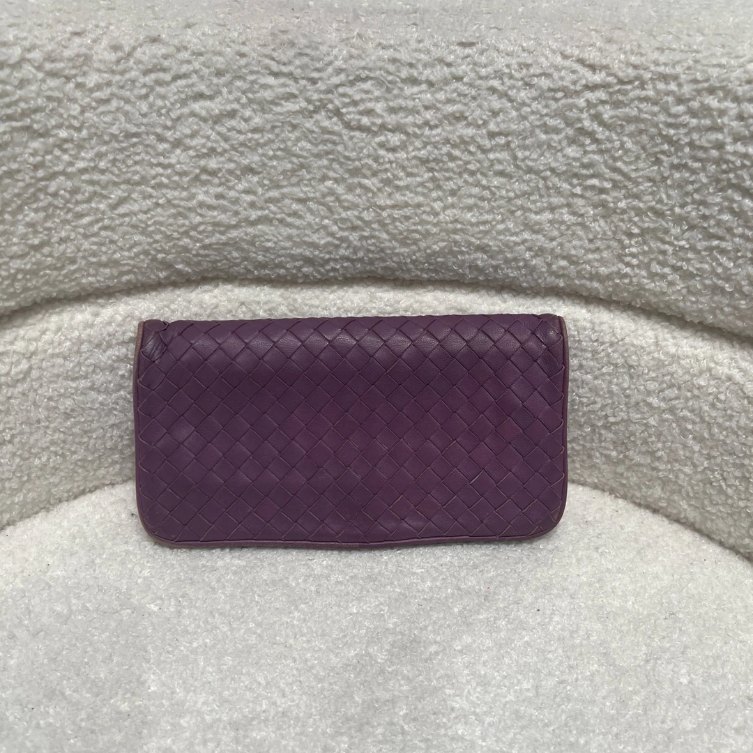 90新 BOTTEGA VENETA/葆蝶家 1082 紫色Bv钱包