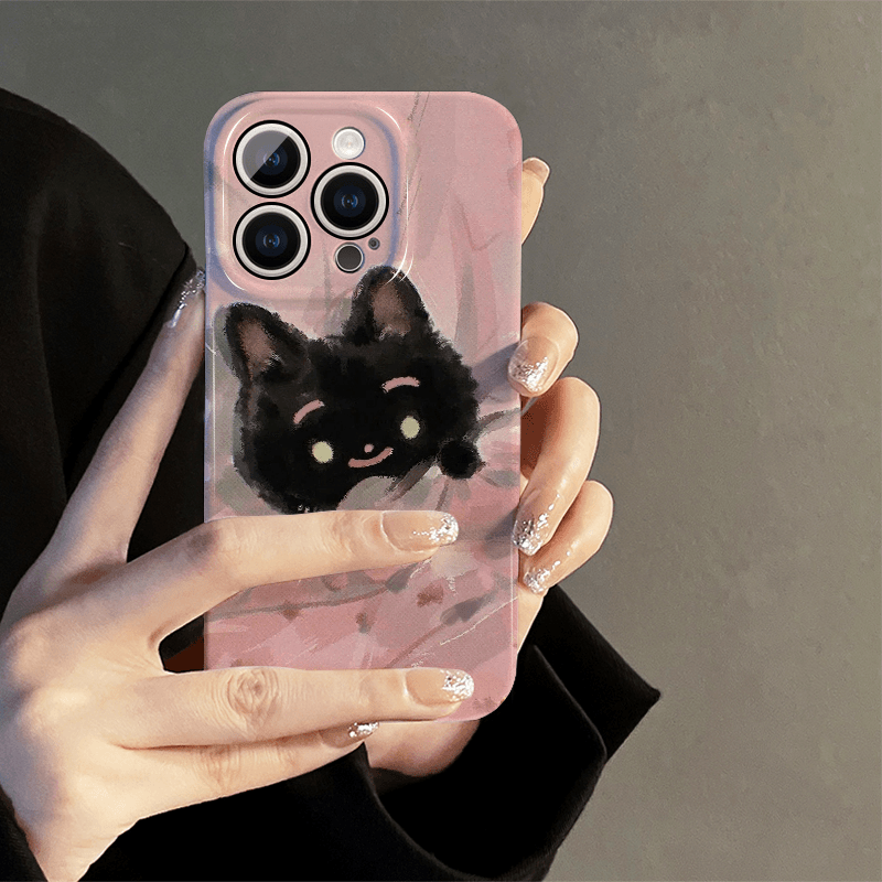 iPhone14ProMax苹果13mini手机壳12黑色猫咪新款11pro菲林Xs全包8