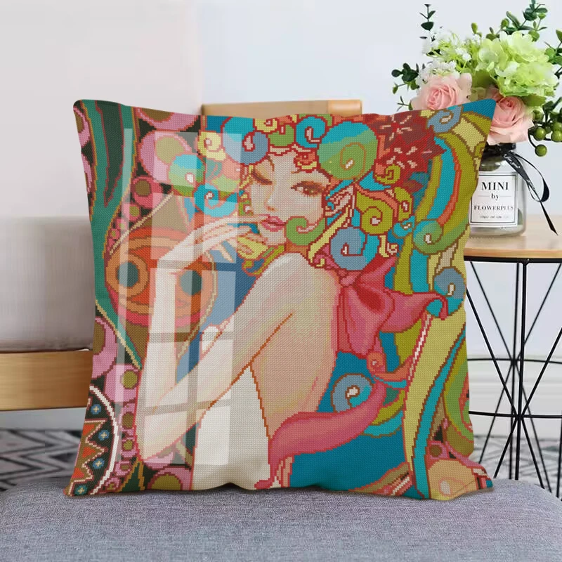 2024新款十字绣卧室汽车后排座抱枕定制个性沙发靠枕自己绣