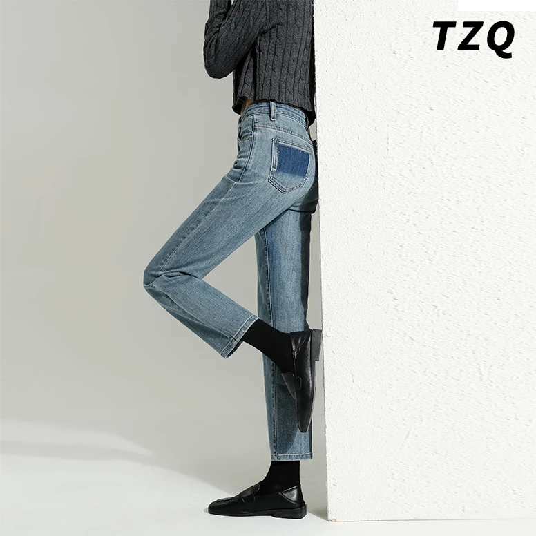 九分直筒牛仔裤女早秋爆款2024新款小个子时尚高腰显瘦烟管裤春秋