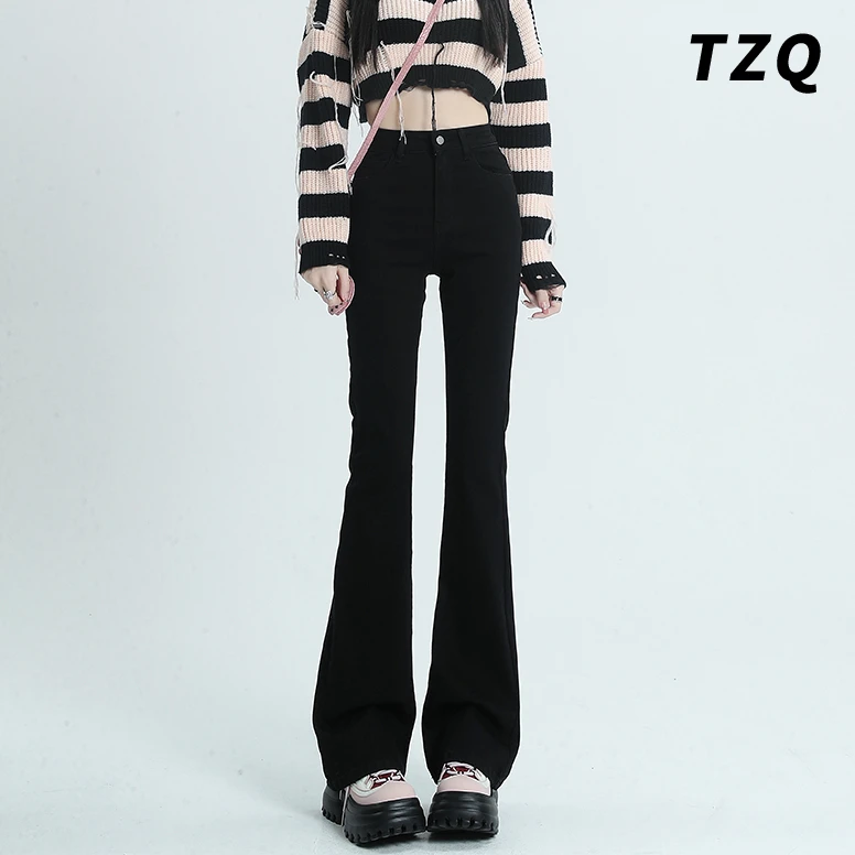 「曼儿专属」加绒微喇牛仔裤女2024新款小个子高腰显瘦喇叭裤春秋