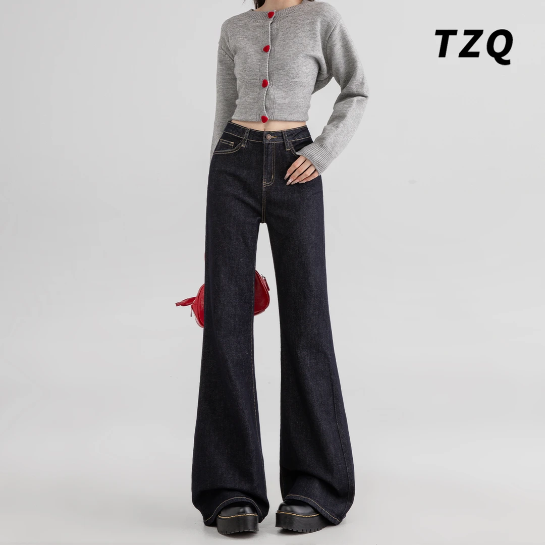 美式高腰牛仔裤女弹力2025夏季百搭显瘦不贴腿喇叭裤TZQ110817
