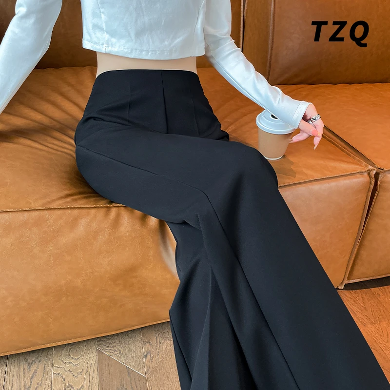 高腰窄版西装休闲裤女2024旗舰新款简约修身显瘦阔腿裤TZQ100431