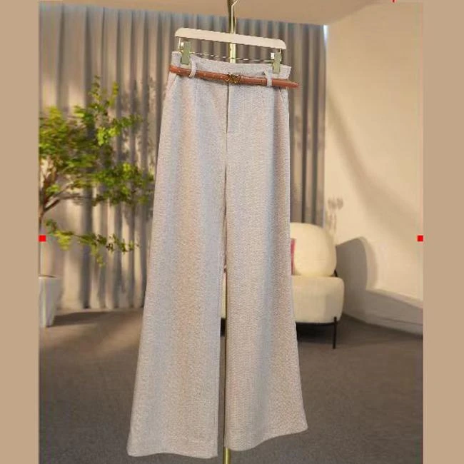 秋冬新款纯色时尚高端休闲裤气质百搭高腰窄版显瘦阔腿裤直筒裤