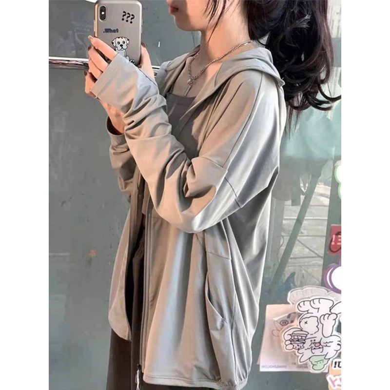 冰丝防晒衣女款夏季新款upf50+防紫外线宽松防晒服户外透气薄外套