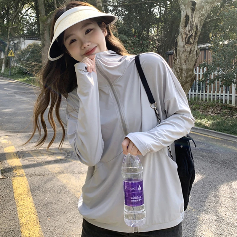 防晒衣女夏季薄款防紫外线透气冰丝宽松防晒服短款外套2025年新款