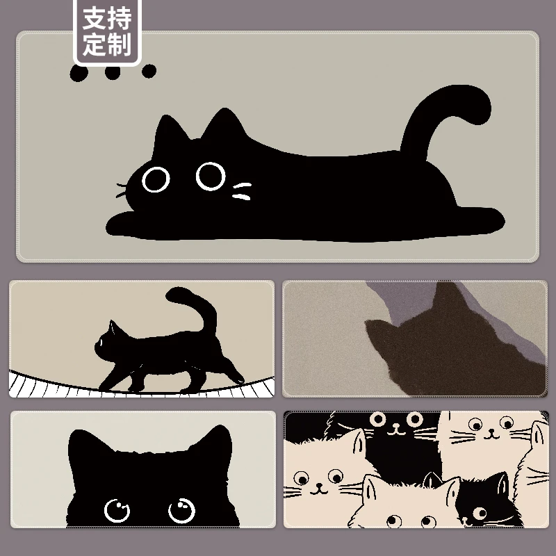 简约猫咪鼠标垫大加厚生键盘垫电脑办公桌面游戏电竞防滑垫定制
