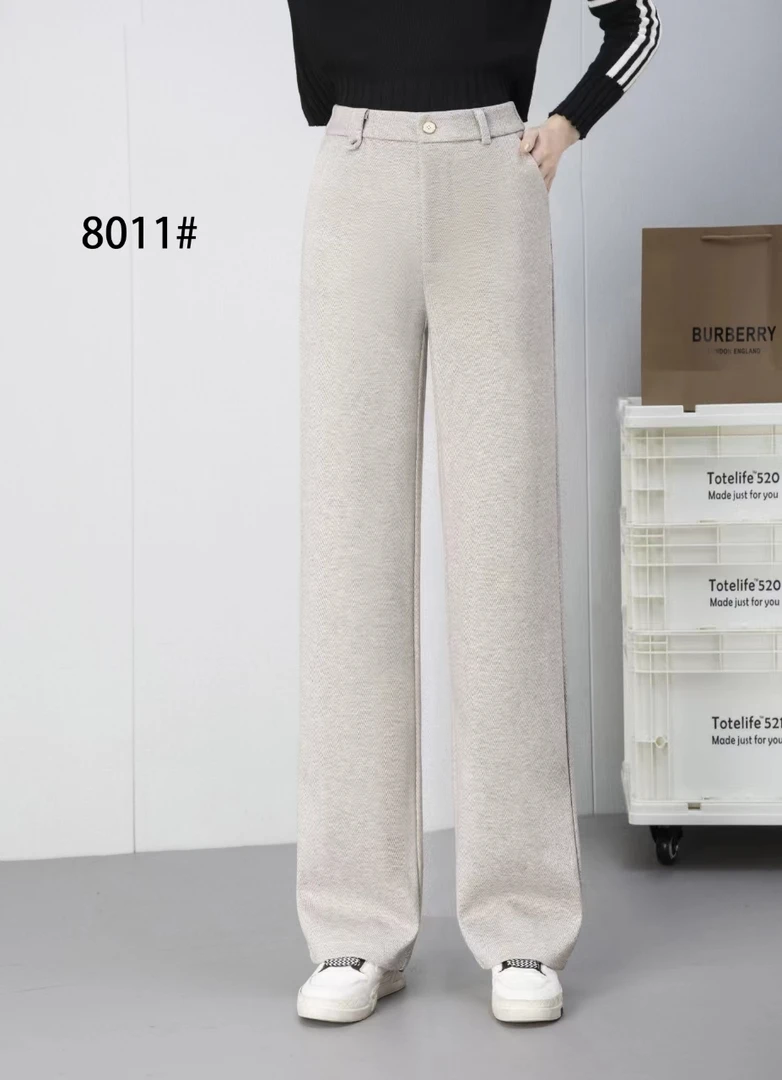 8011秋冬新款百搭窄版直筒阔腿裤高腰显瘦修身宽松休闲女裤秋季